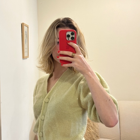 Rouje Women's Pistachio Green Half Sleeve Cardigan - Picture 6 of 7